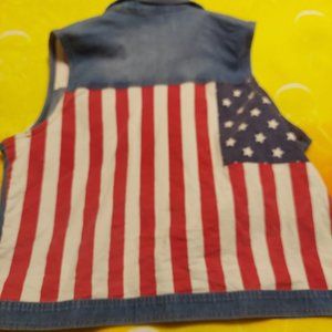 Sunset Sky Patriotic sleeveless denim vest size XL